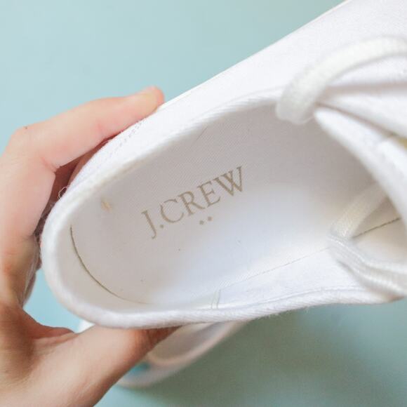 J Crew White Rainbow Stripe Platform Lace Up Sneakers Size 7 - Picture 7 of 7